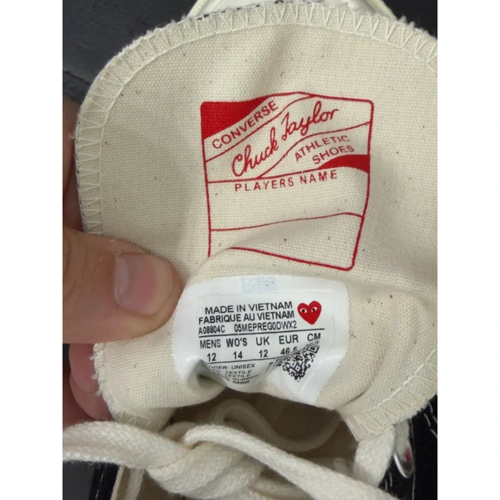 NWT Comme des Garçons PLAY x Converse Chuck 70 Low 'Small Red Heart-B,$150 MSRP - Picture 3 of 5